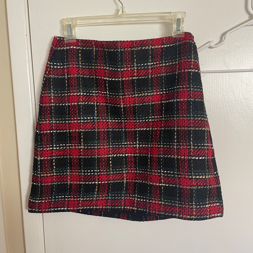 NWT LOFT Red and Black A-Line Mini Skirt